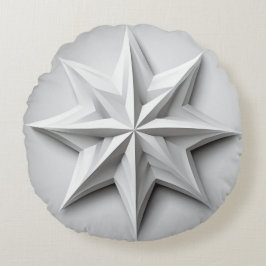 Almofada Redonda Cinzas modernas e Estrela Branca
