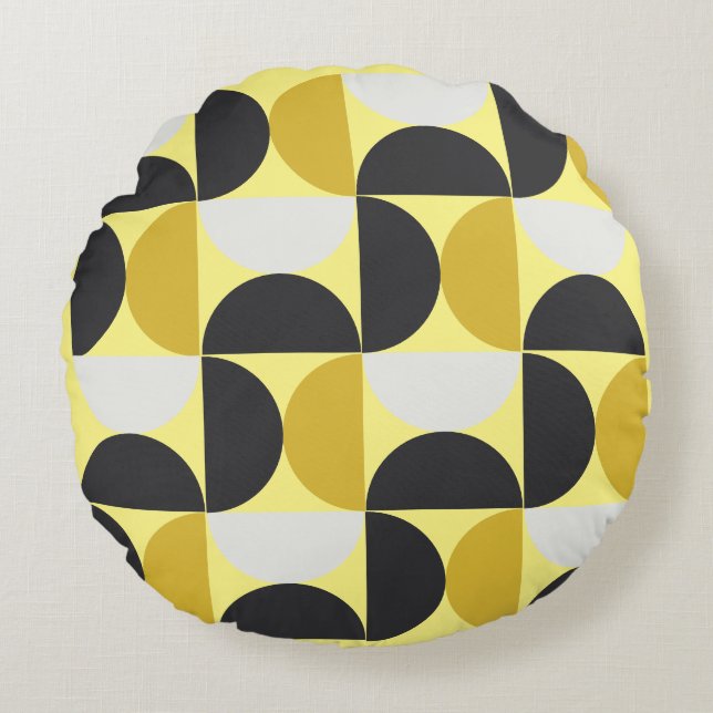 Almofada Redonda cinzas modernas turméricas e de pistolas do século (Frente)