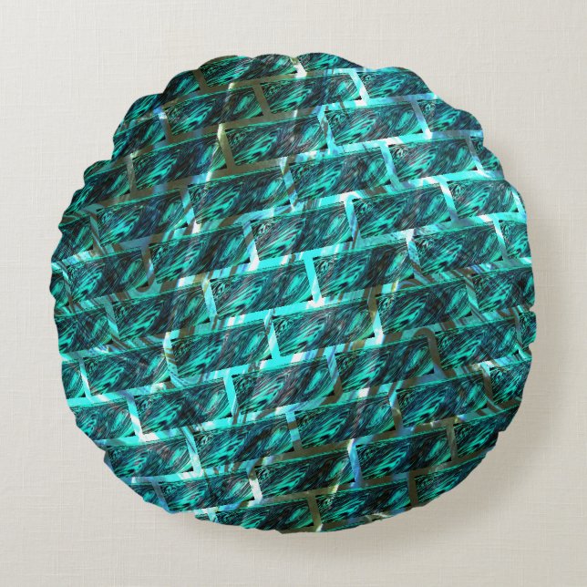 Almofada Redonda Cinzento ciano, pastado, ralado ou tijolo diferent (Frente)