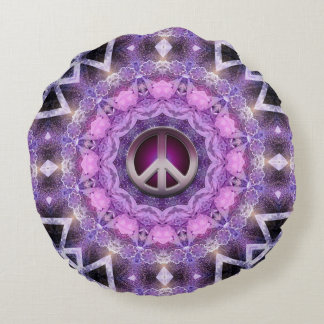 Almofada Redonda Círculo de Paz Mandala Rosa Roxo Bonito