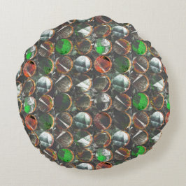 Almofada Redonda Círculos coloridos de textura escura