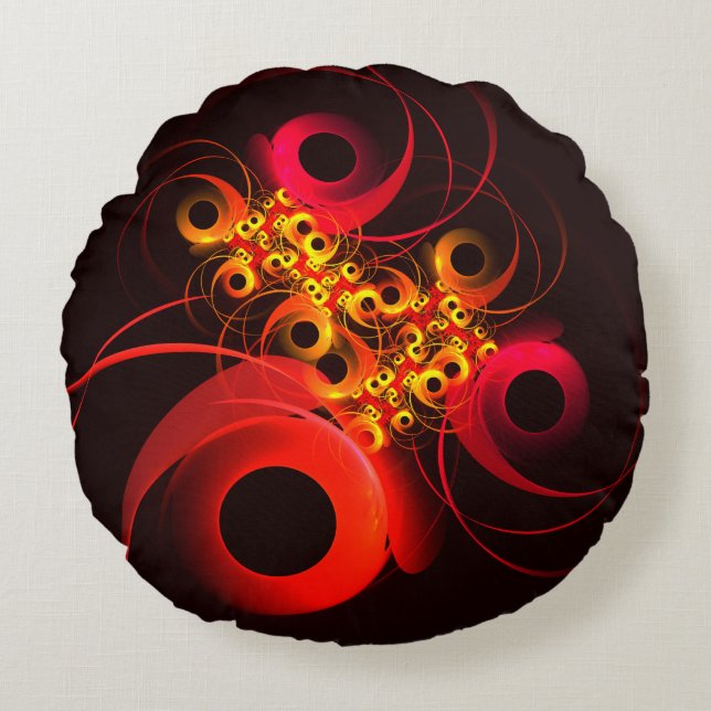 Almofada Redonda Círculos Coloridos Padrão Moderno de Arte Abstrato (Frente)