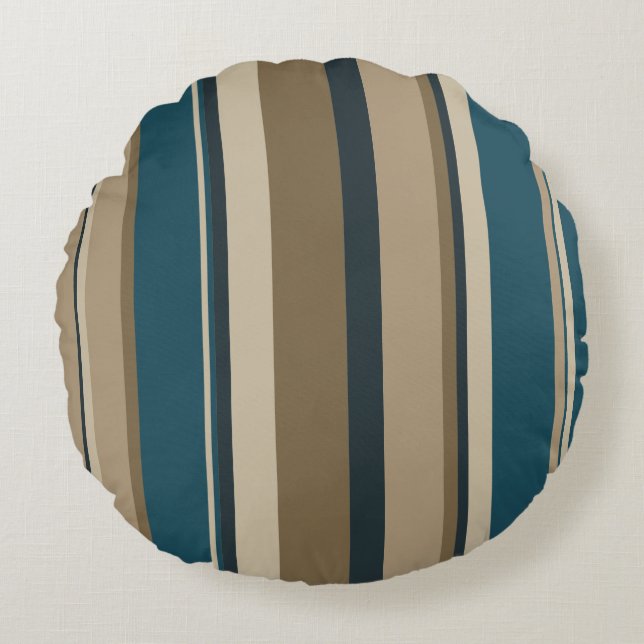 Almofada Redonda Círculos Teais e Toucáveis (Frente)