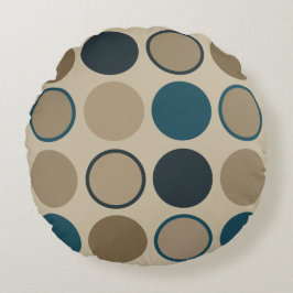 Almofada Redonda Círculos Teais e Toucáveis