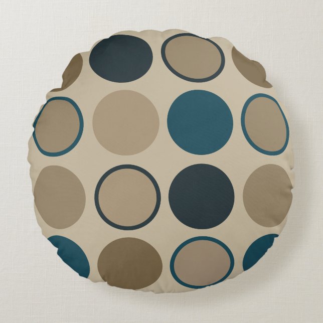 Almofada Redonda Círculos Teais e Toucáveis (Frente)