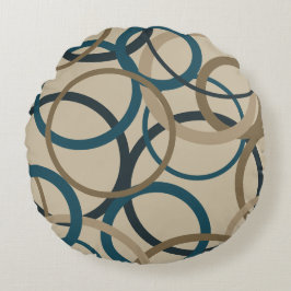 Almofada Redonda Círculos Teais e Toucáveis