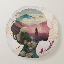 Almofada Redonda Citação Inspirativa de Manutenção Moderna e Elegan