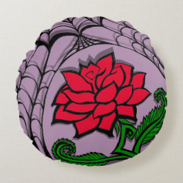 Almofada Redonda Citação Pastel Goth Rosa Teia de Aranha