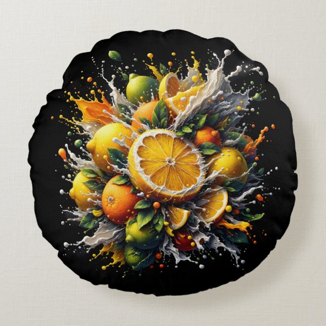 Almofada Redonda Citrus Explosion (Frente)