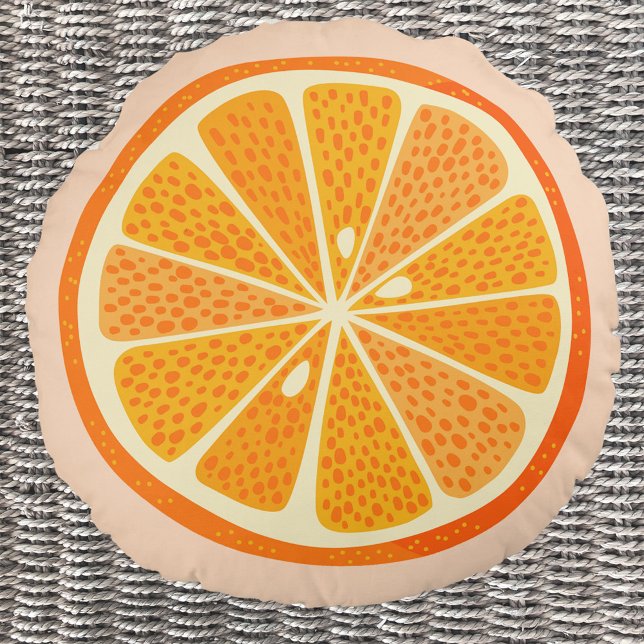 Almofada Redonda Citrus Orange (Fun citrus orange slice round pillow for a Mediterranean summer feel)