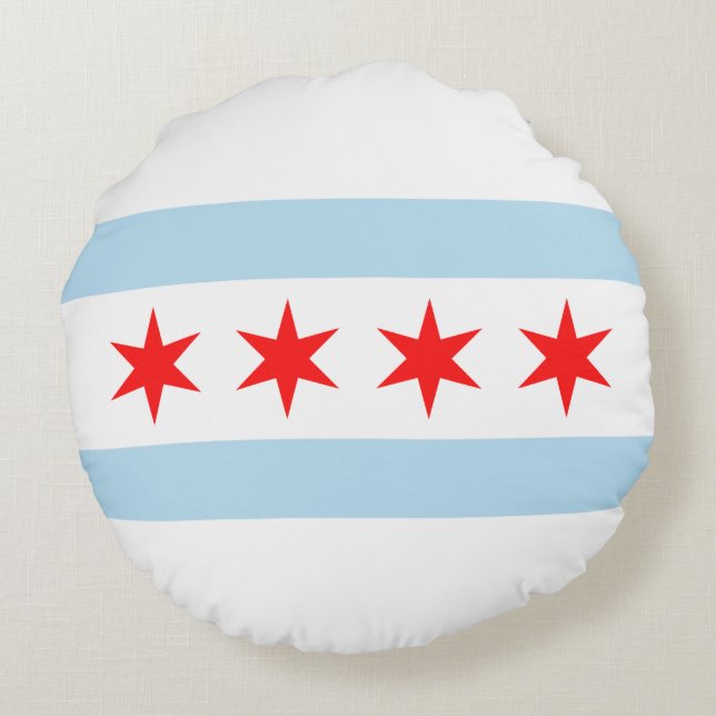 Almofada Redonda City Flag de Chicago (Illinois) (Verso)