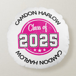 Almofada Redonda Classe de Nome do Formando Rosa 2025