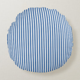 Almofada Redonda Classic Nautical Blue and White Ticking Stripe
