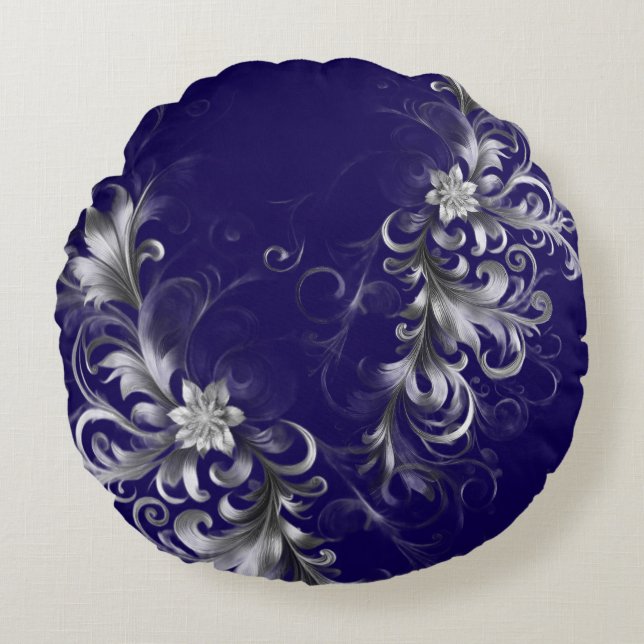 Almofada Redonda Classic Navy and Silver Luxe  (Frente)