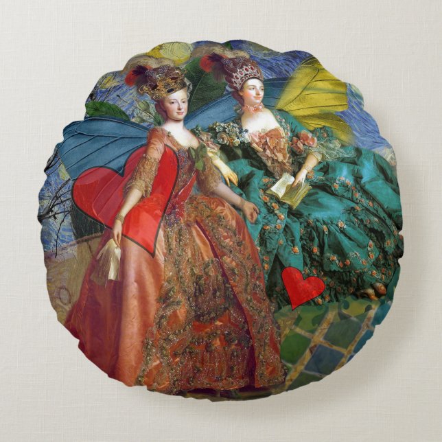 Almofada Redonda Clássica Gemini Whimsical Butterfly Mulher (Frente)