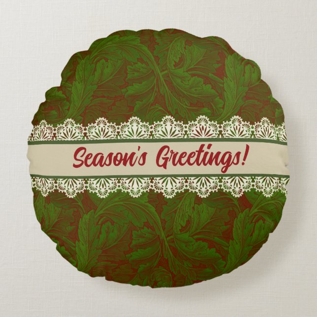 Almofada Redonda Clássico Nostálgico William Morris Pattern Holiday (Frente)