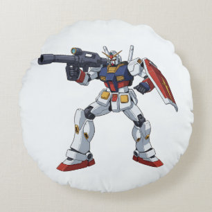 Almofada Redonda Clássico Retro RX-78-2 Gundam Mecha Anime Ilustraç