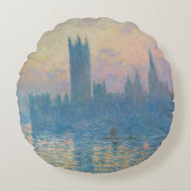 Almofada Redonda Claude Monet Parlamento Europeu Sunset (Frente)