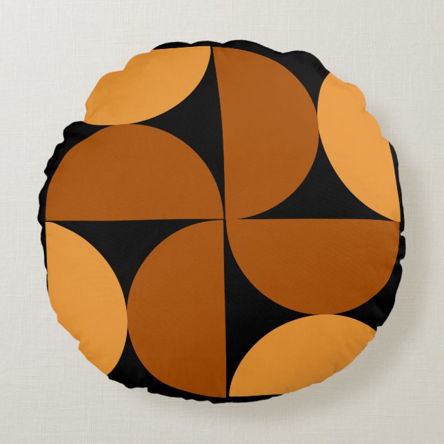 Almofada Redonda Clay e Mocha queimados modernos do século médio (Frente)