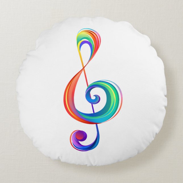 Almofada Redonda Clef (trecho de arco-íris) (Frente)