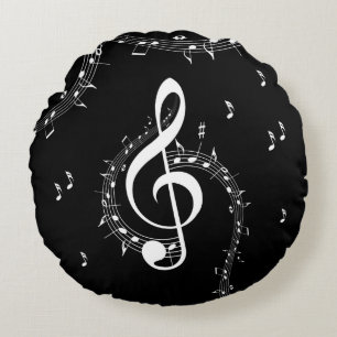 Almofada Redonda Climacic G Clef Music Black