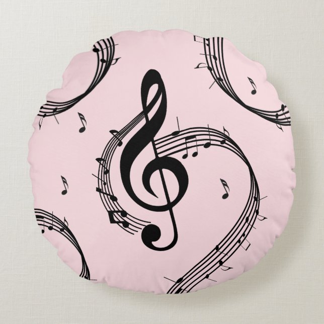 Almofada Redonda Climactic G Clef Music Pink (Frente)
