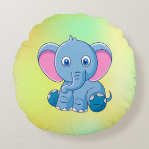 Almofada Redonda Clipart de desenho animado de elefante bebê-64832
