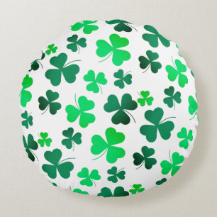 Almofada Redonda Clover Shamrock Dia de São Patrício verde irland
