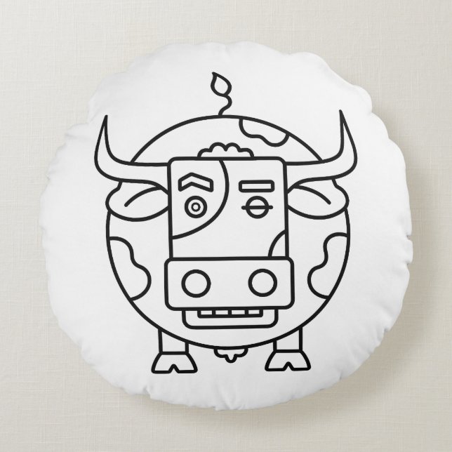 Almofada Redonda Clueless Bull Abstract Round Pillow (Frente)