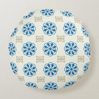 Almofada Redonda Cobalt Blue & Gold Floral Design Round Pillow
