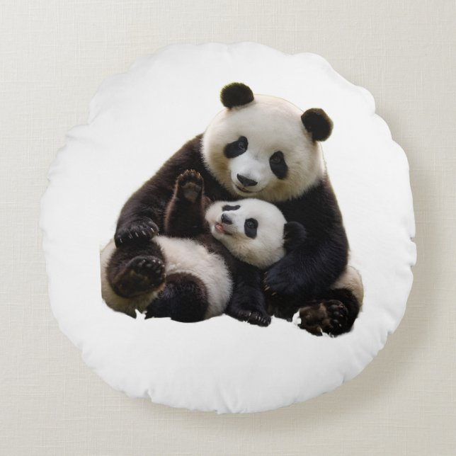 Almofada Redonda Cobertor de lançamento de berçário de urso panda p (Frente)