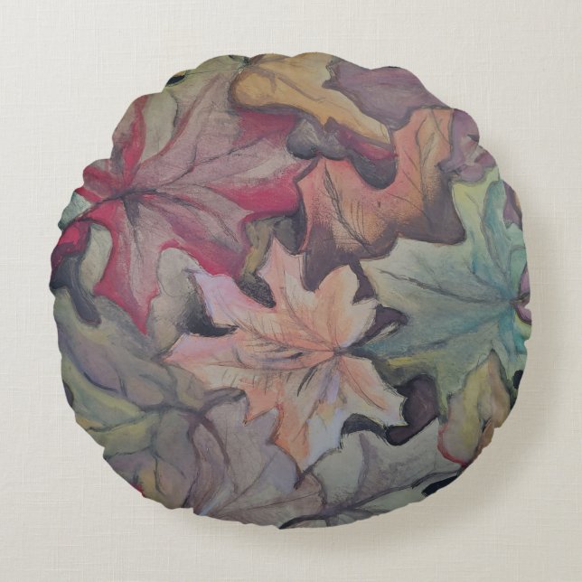 Almofada Redonda Cobrir de folha do outono (Frente)