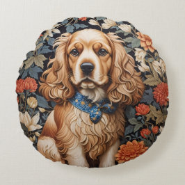 Almofada Redonda Cocker Spaniel William Morris Inspirou Floral