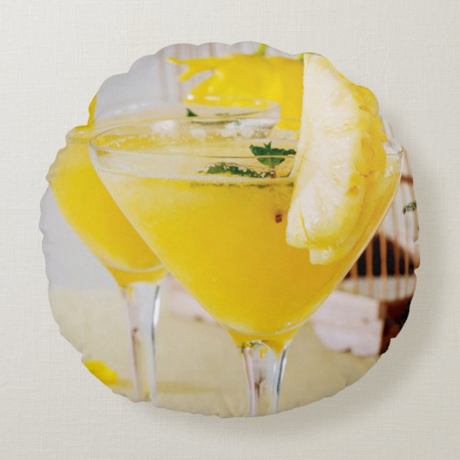 Almofada Redonda Cocktail de Fresca de abacaxi e gengibre (Frente)