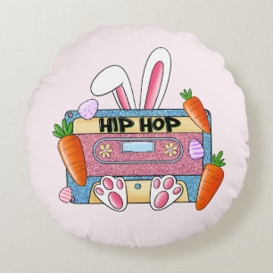 Almofada Redonda Coelhinho de Fita Cassete Hip Hop