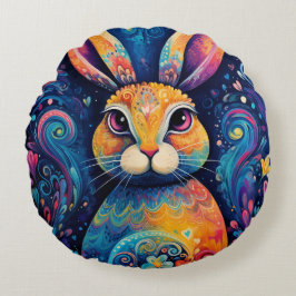 Almofada Redonda Coelhinhos e corações Azuis