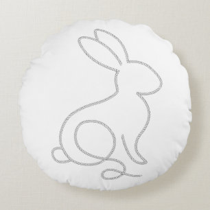 Almofada Redonda Coelho Bunny Minimal Design Moderno de Corda