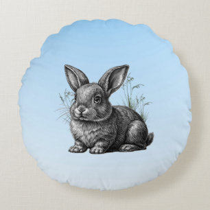 Almofada Redonda Coelho da Cinza bonita contra o céu azul