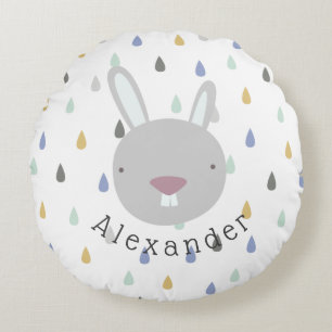 Almofada Redonda Coelho de Cute de Nome Personalizável