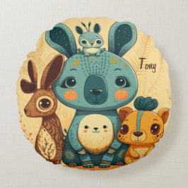 Almofada Redonda Coelho floral do boho-branco