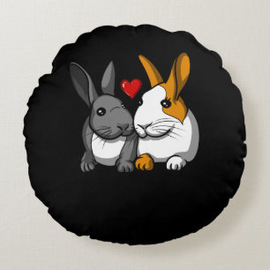 Almofada Redonda Coelhos bonitos Casal De Animais Coelhinhos Apaixo