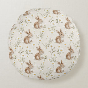 Almofada Redonda Coelhos Daisy Flores