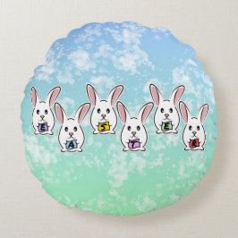 Almofada Redonda Coelhos de Páscoa em Forma de Ovo