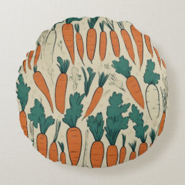 Almofada Redonda Cojín Decorativo con Diseño de Zanahorias Vintage