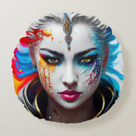 Almofada Redonda Cojín Redondo skin paint girl white