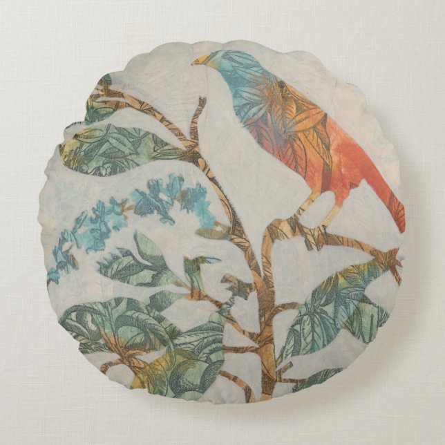 Almofada Redonda Colagem Aviária II (Frente)