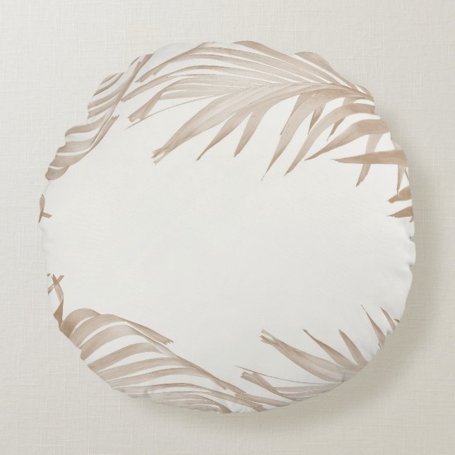 Almofada Redonda Colagem de Palmas de Caribe Lush 3 (Frente)