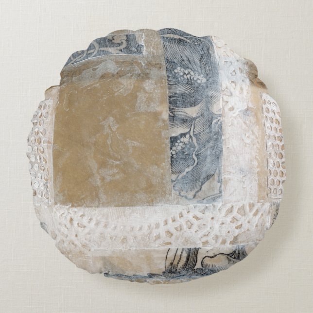 Almofada Redonda Colagem de rendas II (Frente)