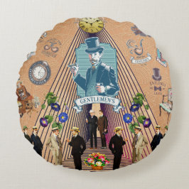 Almofada Redonda Colagem Vintage Retro com rendas e flores