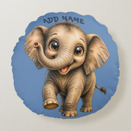 Almofada Redonda Coleção de Bebê Animal Ativo Fofo Elefante Azul